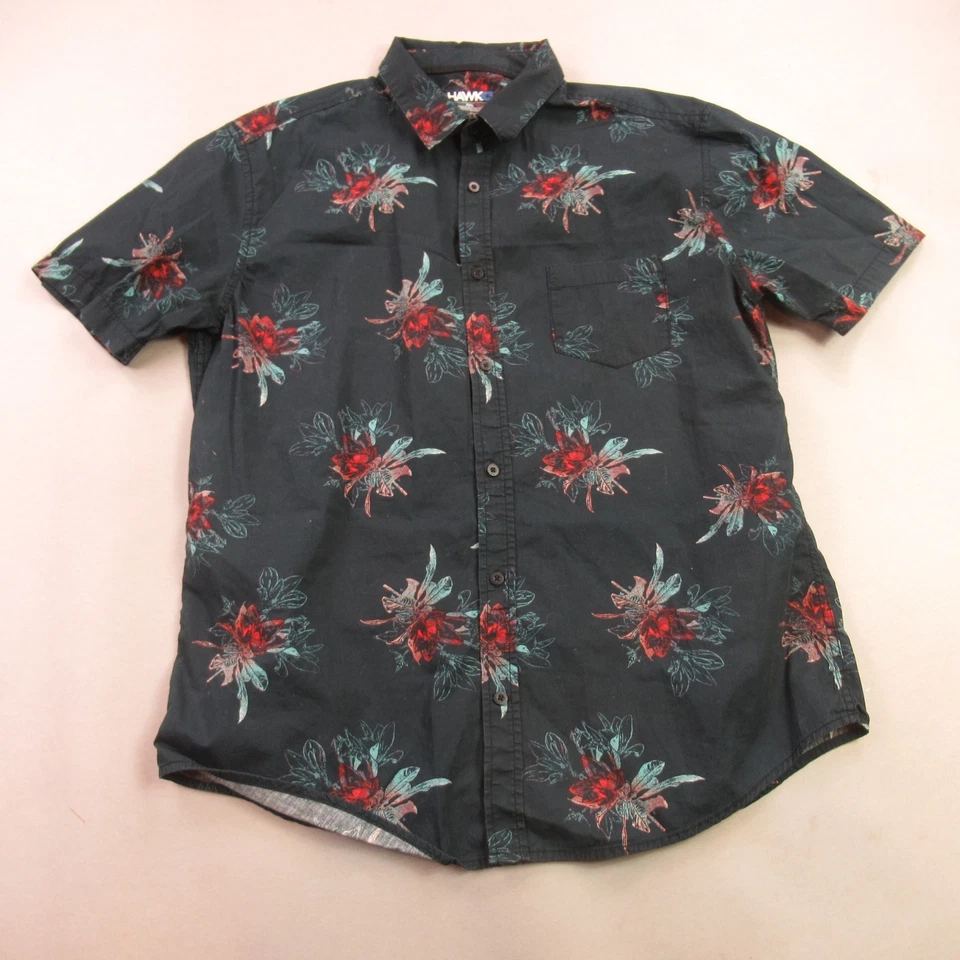 Camisa Tony Hawk Para Hombres 2XL Manga Corta Ligera Bolsillo Botón Delantero Negra Foto 2 de 4