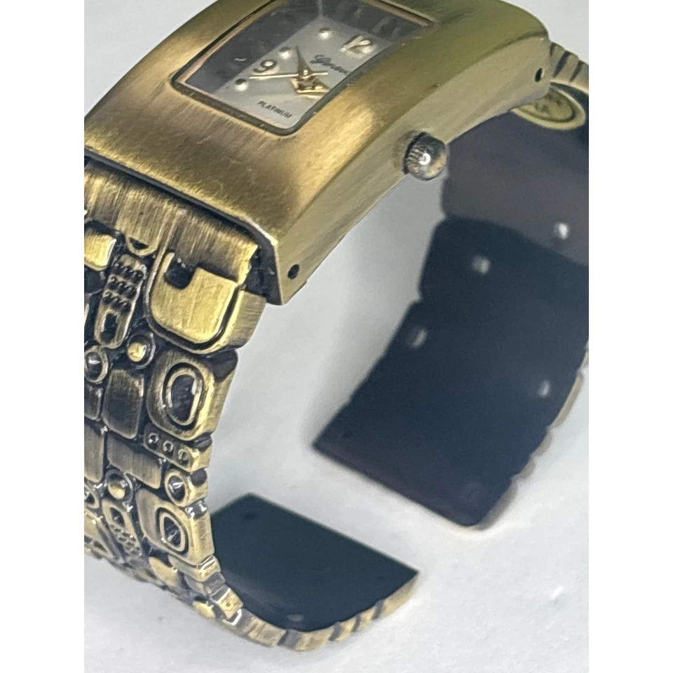 Geneva Platinum Japan Mvt Bronze Cuff Bracelet Watch, Aztec square Textured Band - Image 3 of 4
