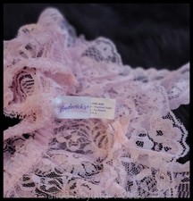 Vintage FREDERICK'S Pink PANTIES Chantilly LACE Sheer BRIEF Crotchless S/M/L