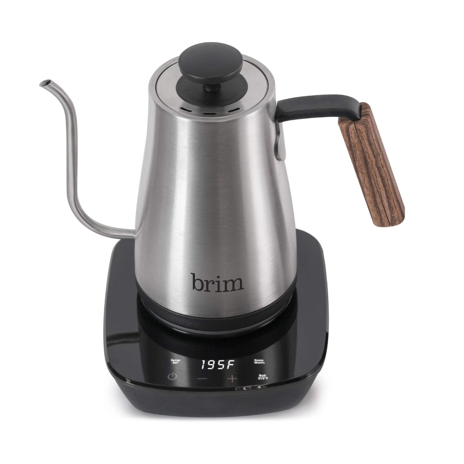 Brim 0.8L Gooseneck Kettle w Wood Handle, Easy Brewing Pour Over Coffee