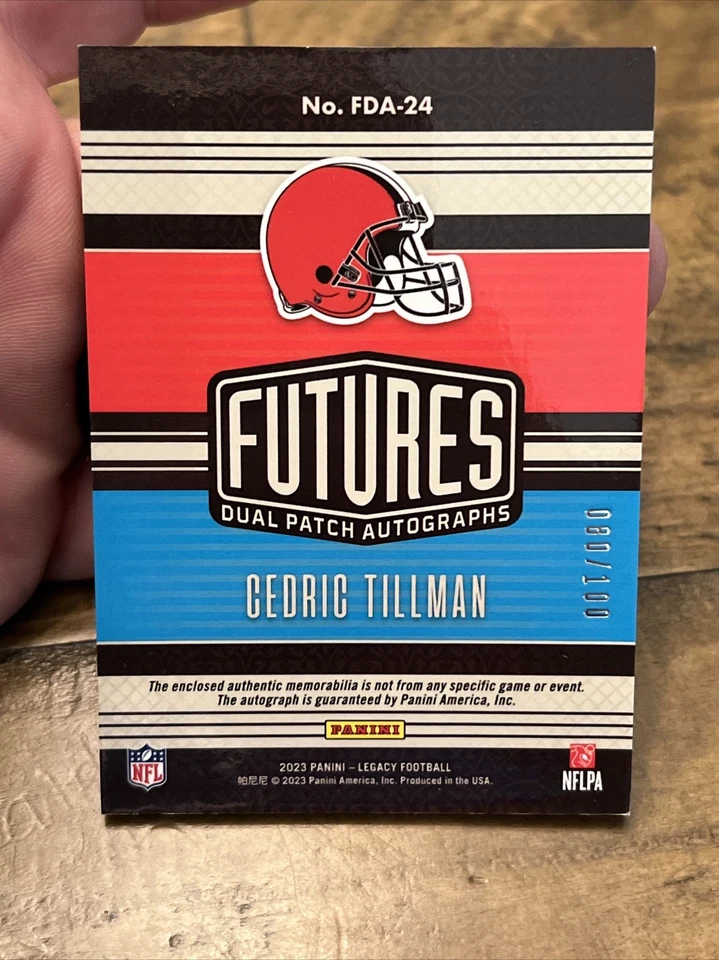 2023 Panini Legacy Cedric Tillman Futures Rookie Patch Auto RPA /100 Browns  - Image 2 of 2