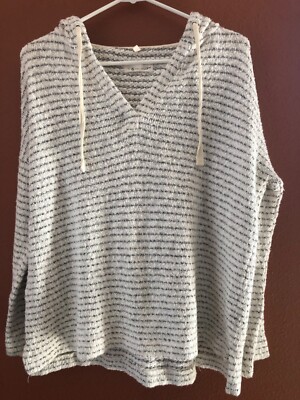 Lou Grey Loft hoodie S pullover striped long sleeve cotton blend