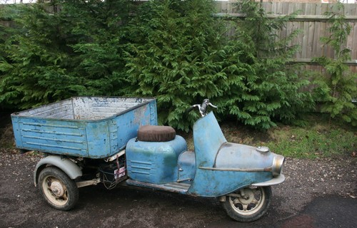 CZ 505 three wheeler, Cezeta scooter trike, similar size to Piaggio Ape,