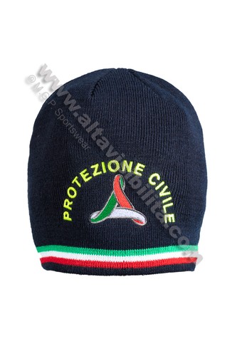 CUFFIA BEANIE BERRETTO CAPPELLO PROTEZIONE CIVILE RICAMO DIR. INSERTI  TRICOLORE | eBay