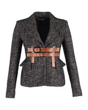 Tom Ford Couture Tweed Jacket With Leather Trim In Grey Wool Eu38