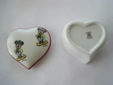 Reutter Disney Porcelain W/ Mickey Mouse Heart Germany Trinket Box