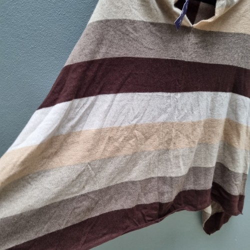 EVSEG 100% Cashmere Shawl One Size Brimown Striped Soft Knit BNWT New Exc cond - Picture 5 of 7