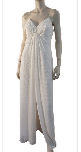 CAROLINA HERRERA Ruched Ivory Swiss Dot Silk Chiffon Gown 8 - Picture 7 of 7