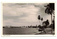 c1940 RPPC: Port of Dar es Salaam, Tanzania – Freight Ships in the Harbor 