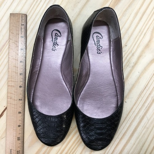 Candies Shoes Womens 7.5M Ballet Flats Black Animal Print Slip On Casual Comfort - Picture 5 of 19