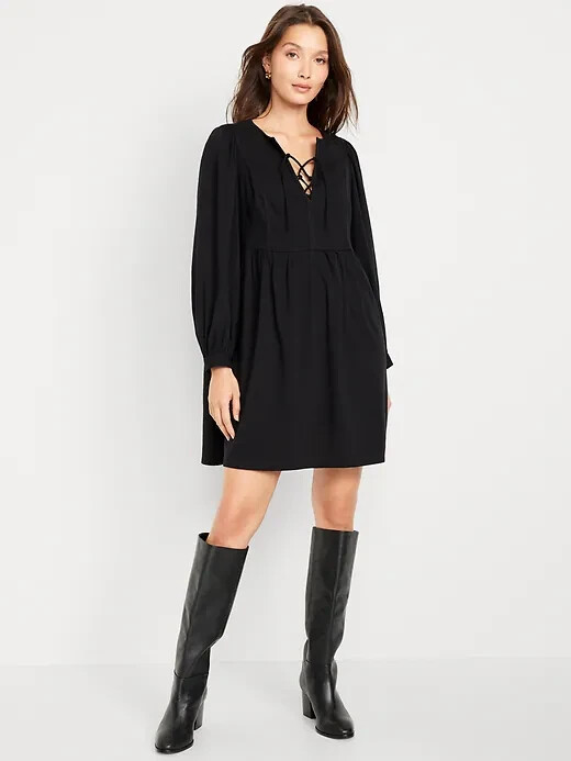 black mini swing dress NWT Old Navy Long-Sleeve for Women size Medium SIZE:6 Fitted vs. A-Line Wedding Luli & Me Embellished dress Slim in
