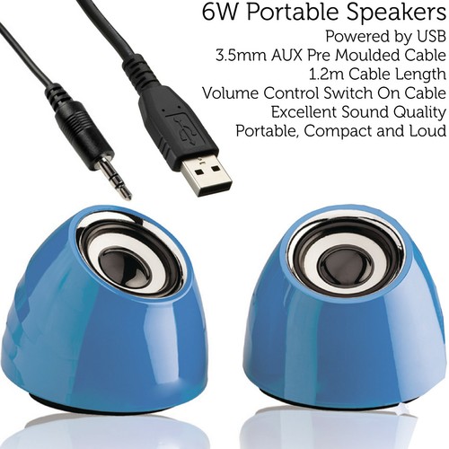 Blau 6 W Tragbarer Laptop PC Tablet Lautsprecher Kit USB AUX 2.0 Stereo Aktiver Sound - Bild 5 von 12