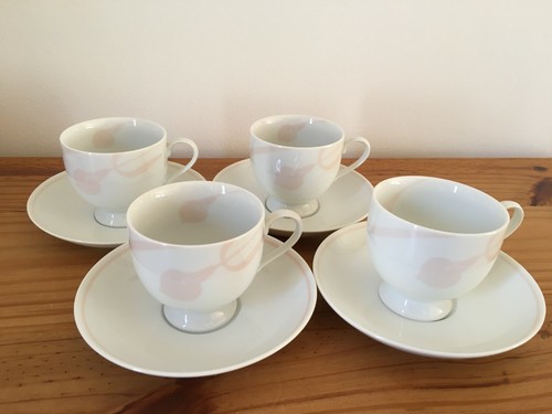 4 x Mikasa LDB01 Classic Flair Peach Helena Uglow Cup & Saucer Japan Fine China - Picture 2 of 8