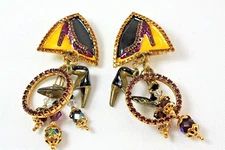 Lunch At The Ritz Shoes Pumps Gold Purple Black Triangle Retired LATR Clip-On
