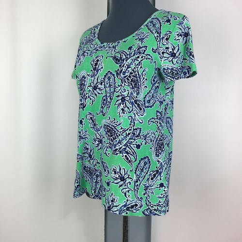 Jones New York Sweater Women L Green Floral Short Sleeve Pullover - Picture 5 of 12