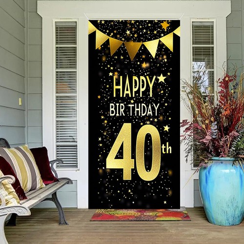 Black Gold Flag Door Hanging Banner 18th 30th 40th 50th Birthday Party Decor AU - Picture 5 of 10