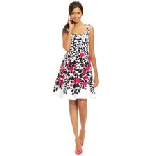 Nine West Sleeveless Floral Print Seamed Summer Flower Dress pink - Size 6