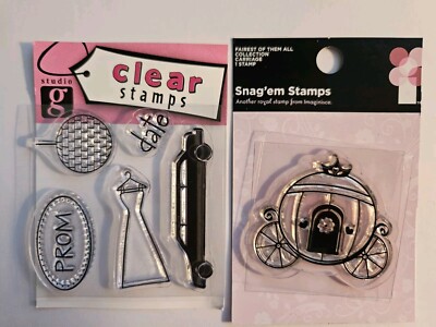 Studio G  & Snag'em Stamps Lot of 2 clear stamps PROM PUMPKIN CARRIAGE  (6)
