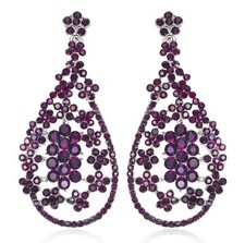 Blooms Violet Austrian Crystal Rhinestone Chandelier Dangle Earring Prom E109v