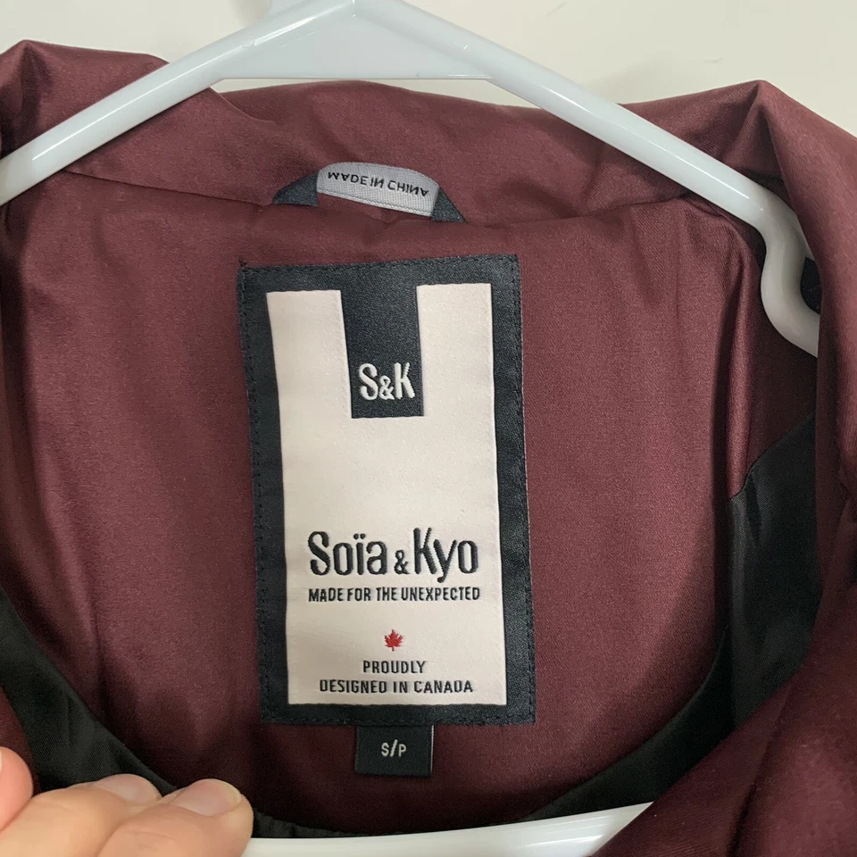 Gabardina Soia & Kyo Mujer con Detalles Cuero Talla Pequeña Negro Vino Foto 2 de 4