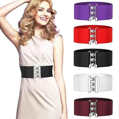 Enzo Elastisch Gürtel Damen Freizeit Stretch Breite Taille Schnalle Kleid Gürtel - Bild 1 von 2