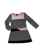 Dolls  Divas girls gray pink color block long sleeve A-line dress 5