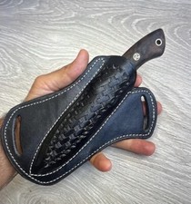 Black LEATHER ENGRAVED PANCAKE Fixed Blade Knife Sheath Folding Knife 625x
