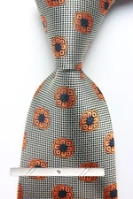 New Classic Polka Dot Brown White JACQUARD WOVEN 100% Silk Men's Necktie Tie