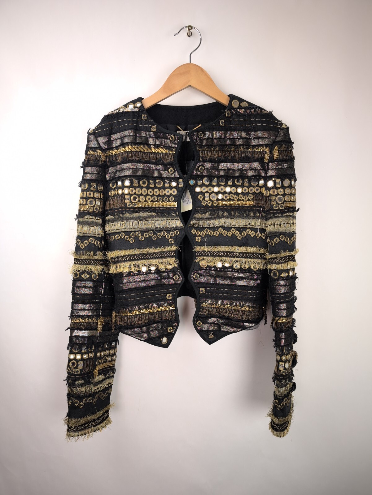 Giacca SS18 SAINT LAURENT PARIS donna taglia US M FR38 oro ricamato cristallo SLP