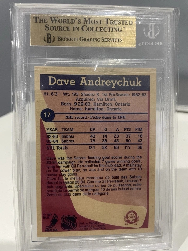OPC O-PEE-CHEE #17 1984 DAVE ANDREYCHUK RC ROOKIE BGS 9,5 HOF con 2 10’s + 2 9,5’s Foto 2 de 3