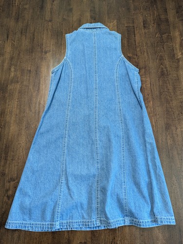 VTG sleveless Light-Wash Denim "GAP" DRESS w/LOGO metal Snaps closure, EXC COND - Picture 6 of 13