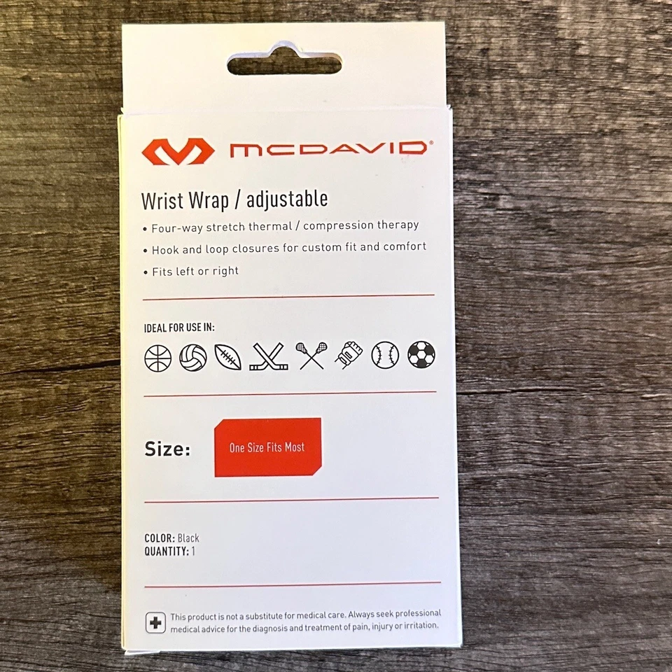 McDavid Sport Wrist Wrap Adustable Black Wraps Around Wrist - Image 2 of 2