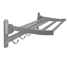 Bathroom Towel Rack Shelf & Adjustable 5 Hooks Hangers 24" Wall Mounted Aluminum