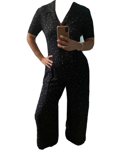 Vintage Episode Jumpsuit Women’s Size 4 Button Down Wide Leg 100% Silk