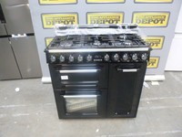Smeg Range Cooker Black TR93BL 90cm Victoria Dual Fuel Graded (CH-4318)