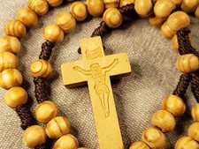 Vintage Rosary Jerusalem Olive Wood Beads Religious Christian B57