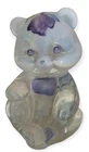 Fenton Art Glass Clear Iridescent Sitting Bear Lavender Handpainted Signed