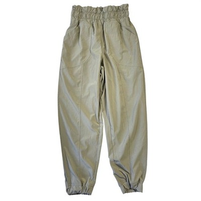 Vanilla Star Womens Olive Green Paperbag Waist Jogger Pants S Boho Urban Casual