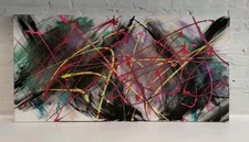 Original  Contemporary Oil Painting Modern Abstract Fine Art Canvas - 48x24