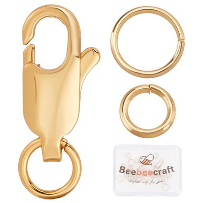 6Pcs 18K Gold Plated Jewelry Lobster Clasp 0.6x0.24Inch with 12Pcs 6/7mm Open...