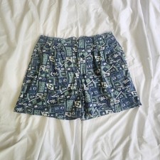 90s Blue and Green Grandmacore Print Shorts