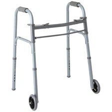 Medline Lightweight Junior/Lower Height Folding Walker with 5” Wheels