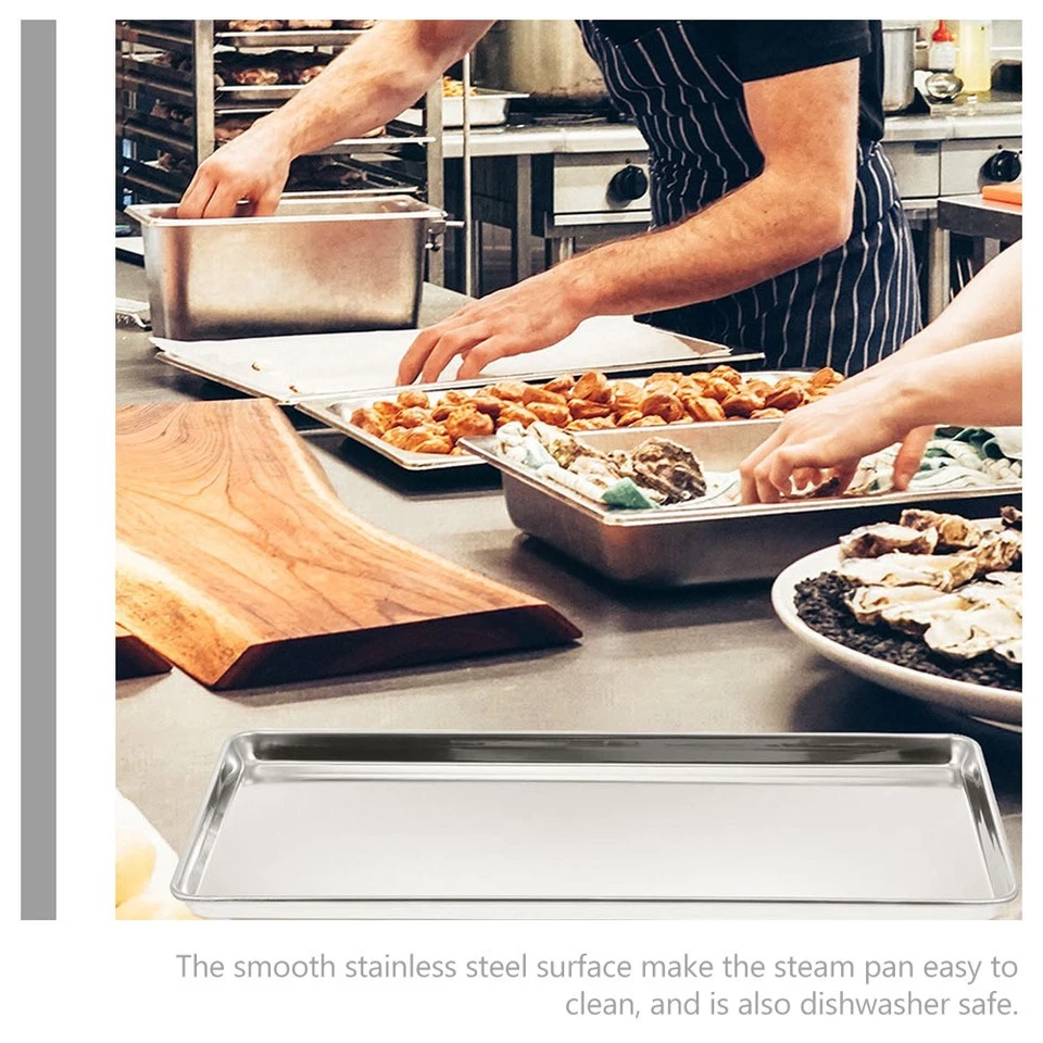  Kuchenteller Rechteckig Edelstahl Behälter Obstteller Essenstablett Aus - Bild 4 von 4