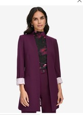 Calvin Klein Womens Roll Sleeve Open Front Blazer Jacket Aubergine Purple Size 6