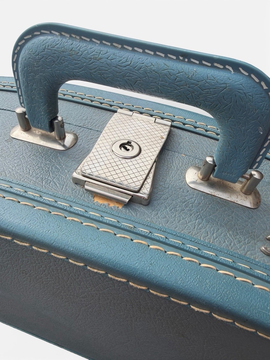 Vintage 1960's Mid Century Blue Hardshell Mod Travel Smart