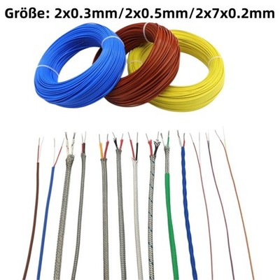 Thermoelement Ausgleichs Draht K/J/T Typ PTFE Glasfaserisolier Mehrdrähtiges