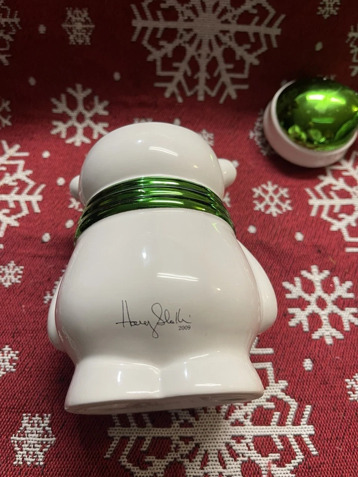 Harry Slatkin 2009 Oso Polar Tarro de Caramelos Tapa Verde y Bufanda Foto 2 de 3