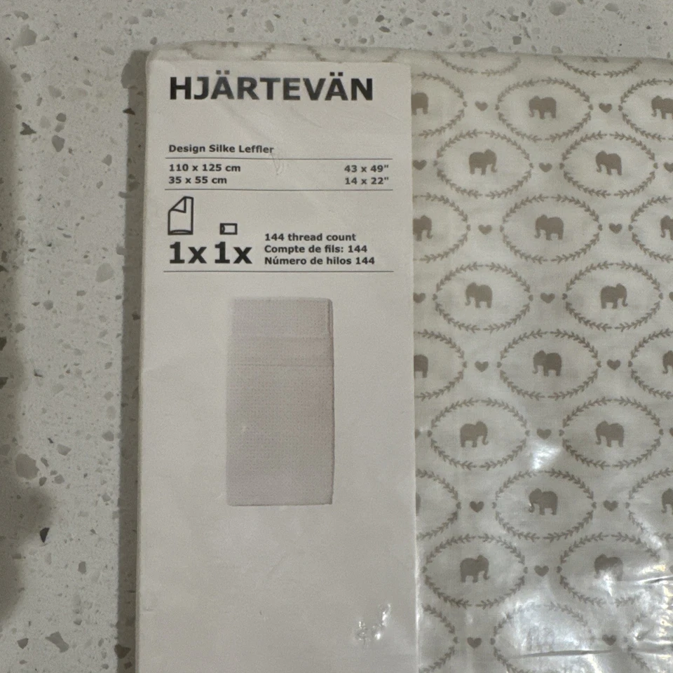 IKEA HJARTEVAN Baby Duvet Cover & Pillowcase Crib Cot Bedding ELEPHANTS 43x49 - Image 2 of 3