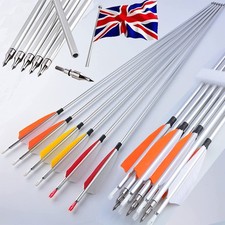 12X 30" Archery Aluminum Arrows SP500 Feather Recurve Compound Bow Hunting Shoot