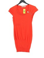 Karen Millen Women's Midi Dress UK 8 Orange Cotton